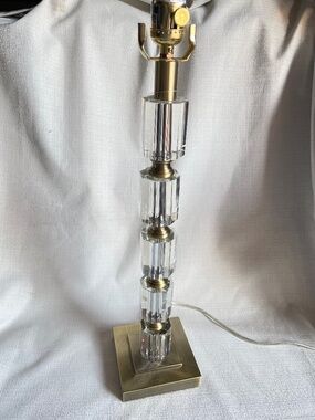 Brass and Clear Crystal Column Table Lamp - Elegant Home Accent
